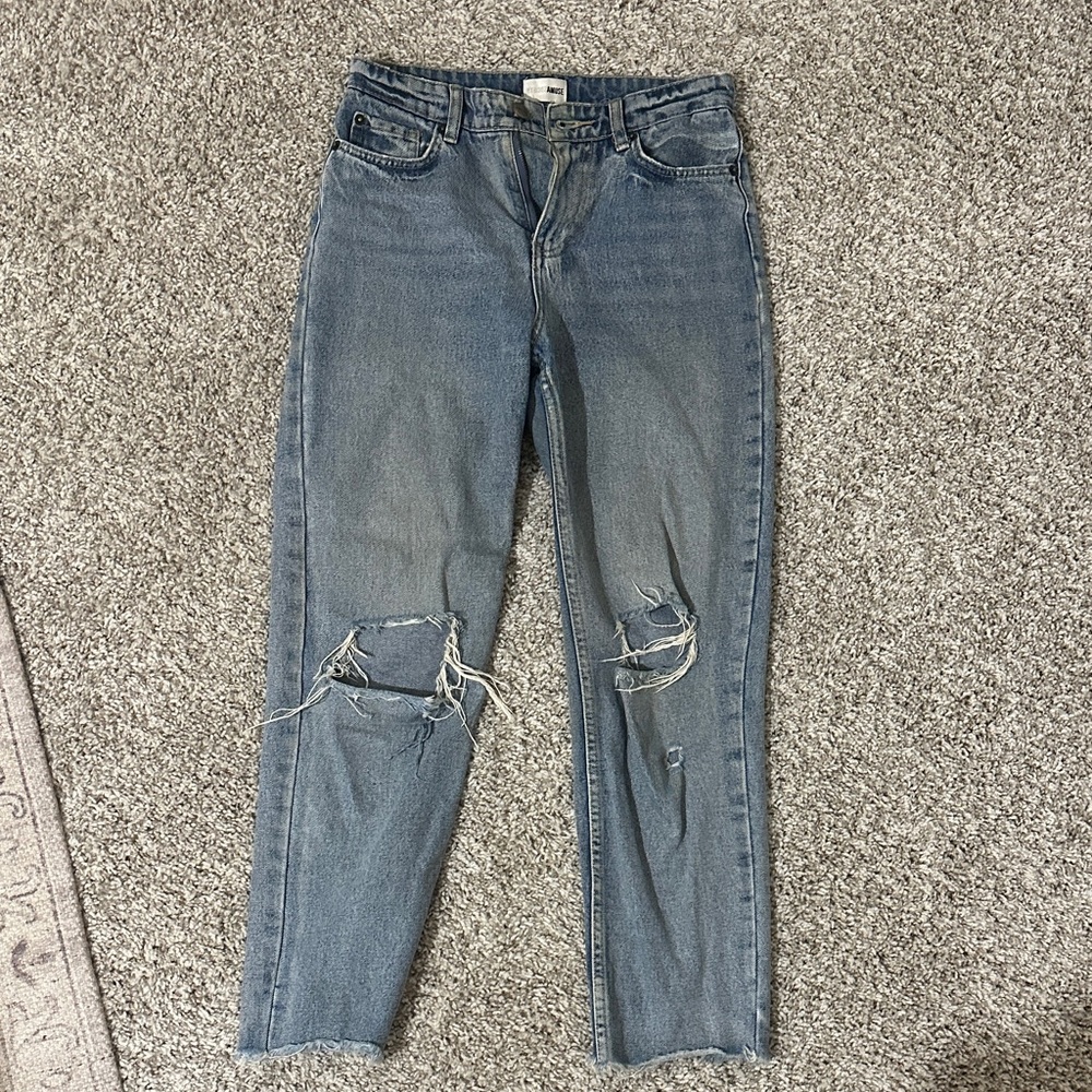 Amuse Society Distressed Blue Straight Leg Jeans